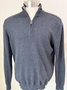 Faherty 1/4 Zip Dark Gray Cotton/Cashmere Blend Pullover Men's M